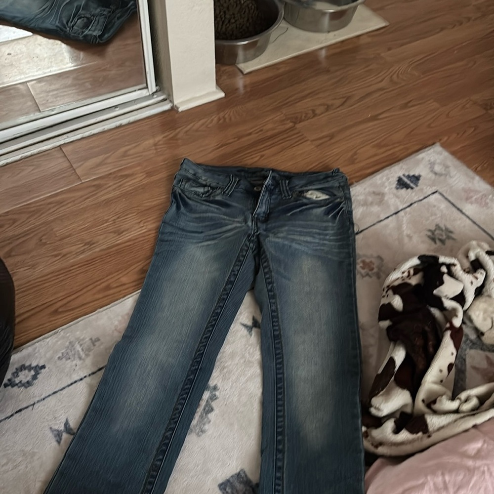 Size 3 boot cut blue asphalt jeans blue